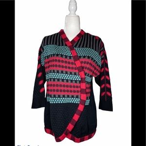 Gudrun Sjoden Wrap Cardigan Wool Blend Floral Sm.